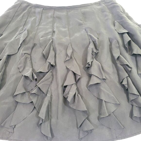 Garnet Hill Y2K Silk Ruffled Mini Skirt 14 Gray Fairy Goth Festival Flouncy - Picture 3 of 11